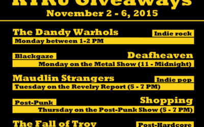 Upcoming Giveaways (11/2 - 11/6)